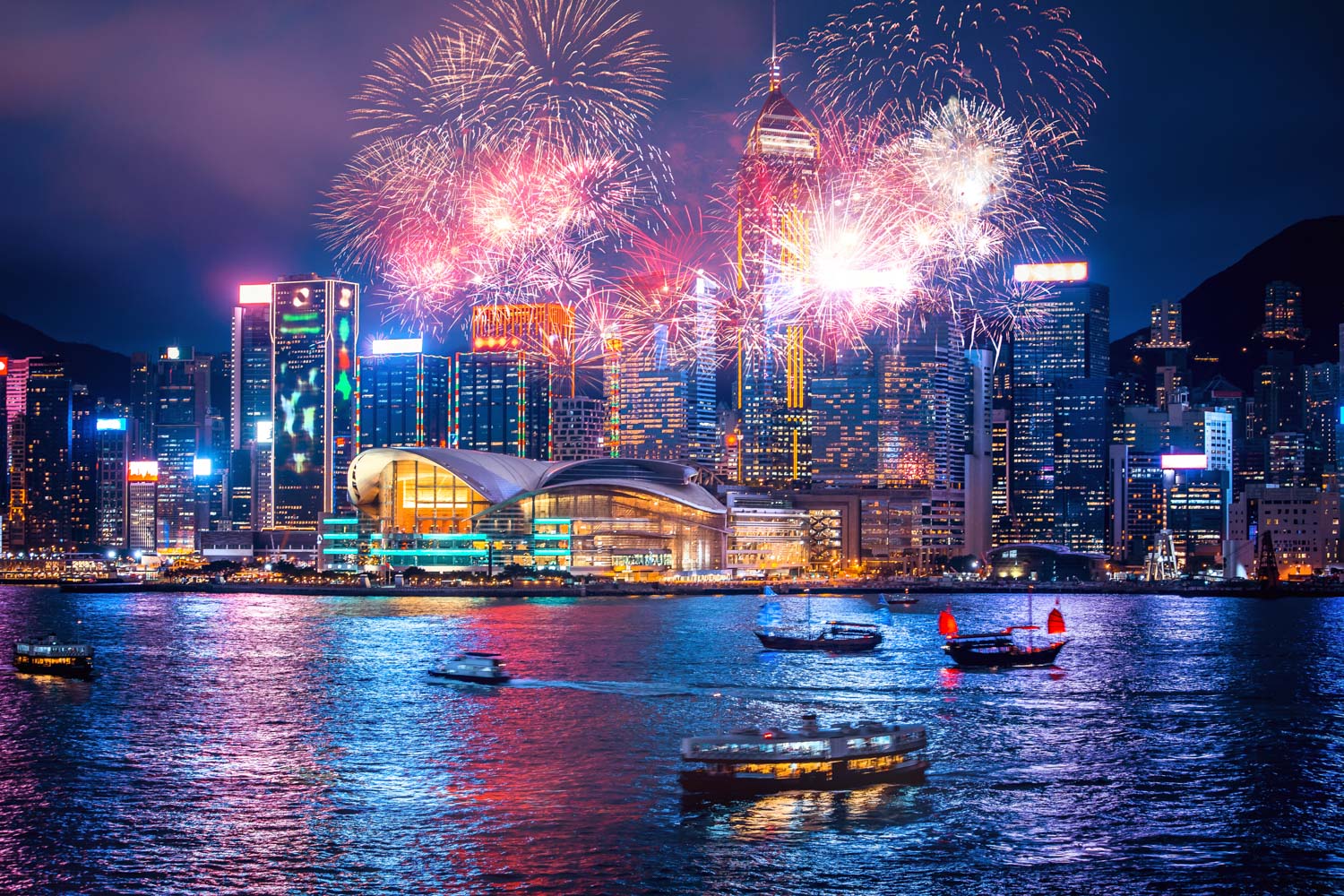 Hong Kong Fireworks New Years 