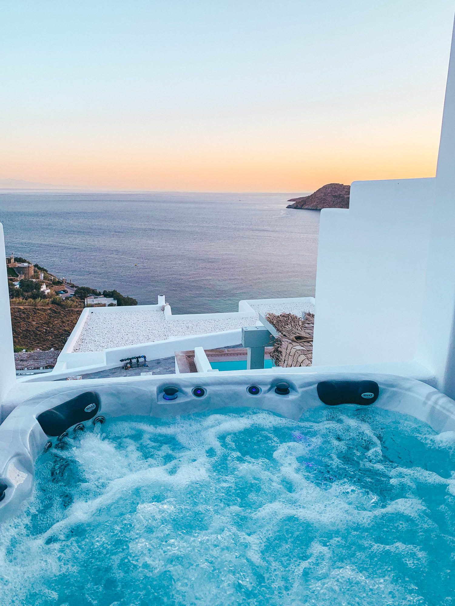 Sunset over Hot Tub Mykonos