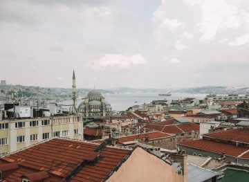 View over Istanbul mosque and bay