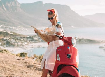 blonde with vespa in cape town