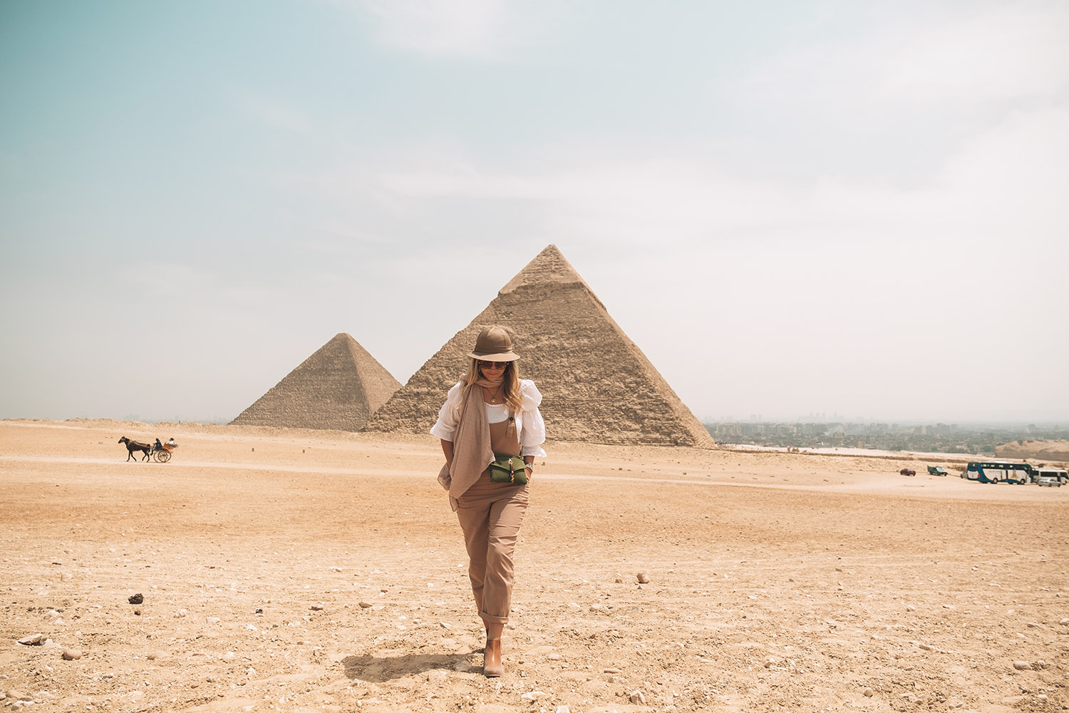 giza pyramid blonde girl egypt