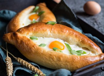 Georgian Adjarian Khachapuri cheese boat