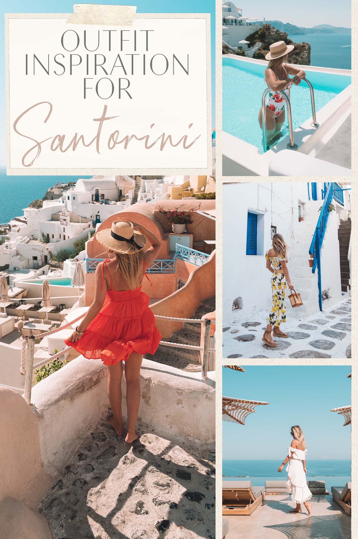 Inspiração para roupas para Santorini, Grécia
