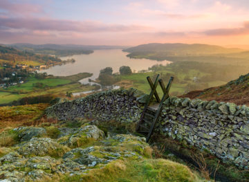 Beautiful sunset over Windermere in the Lake District