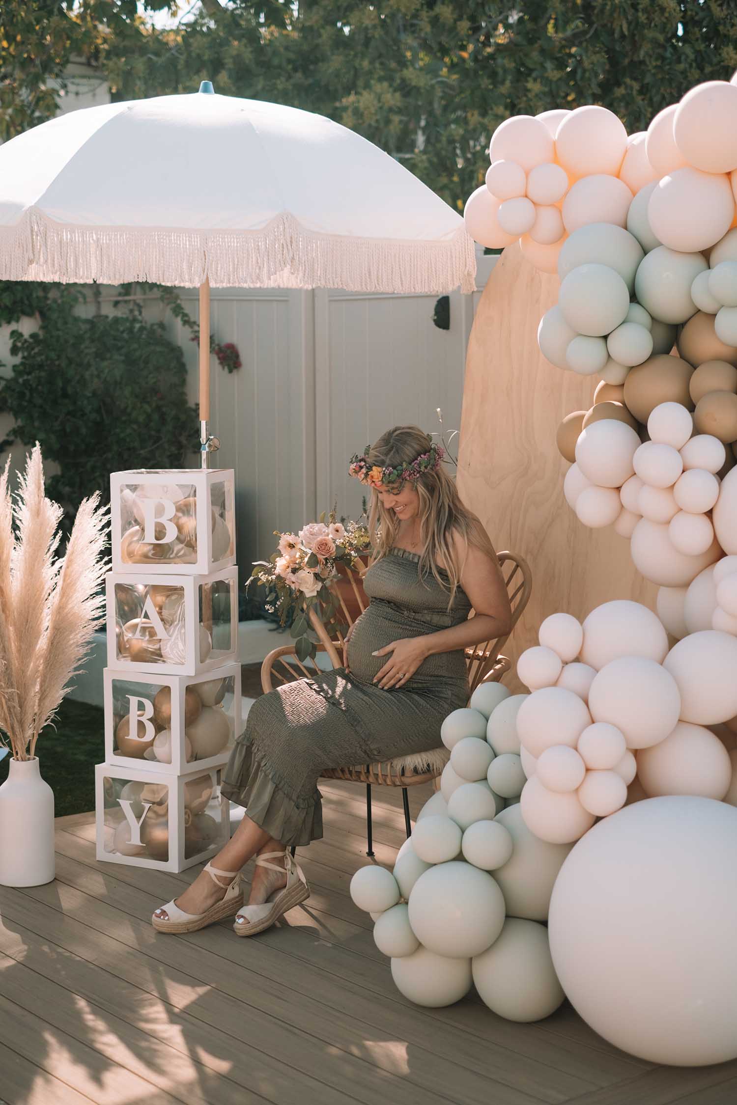 baby shower san diego backyard gender neutral balloon arch