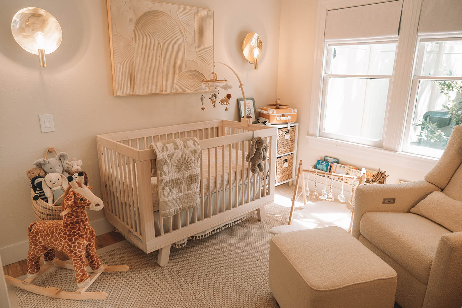 Neutral Safari Themed Nursery Crib 