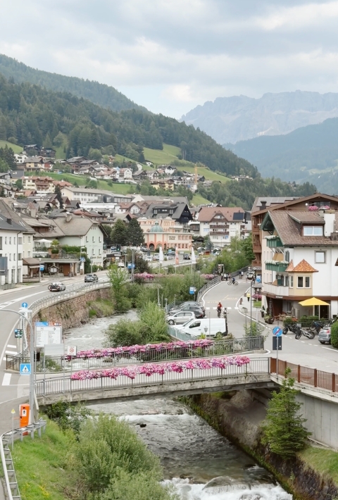 Ortisei town in Dolomites